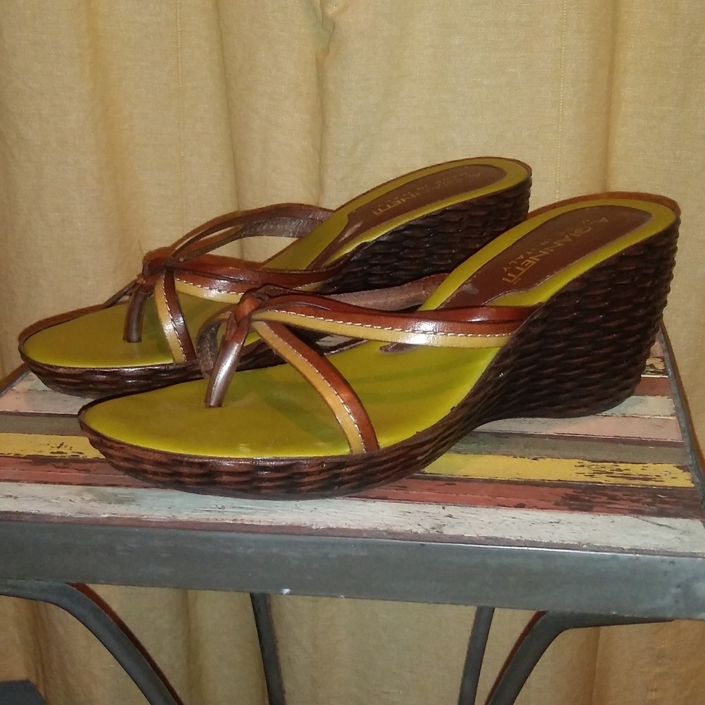 Green leather sandals